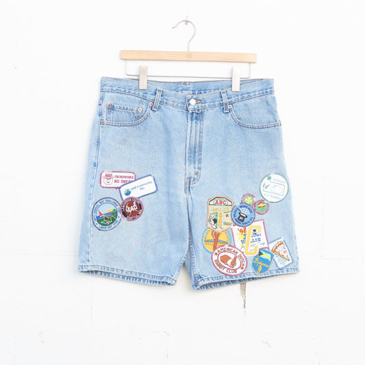 REWORKED LEVI DENIM SHORTS 003 - 36" X 8"